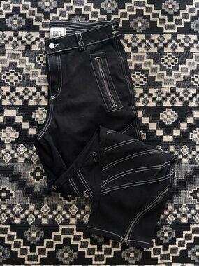 BDG Black High-Rise Jeans with White Topstitching